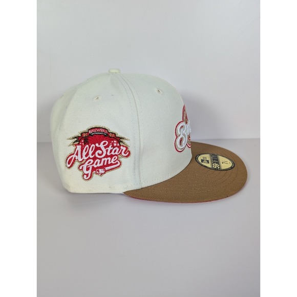 Milwaukee Brewers 2002 ASG Cream Two Tone Tan Red Topperz Hat Club Beer 7 1/8 - Picture 2 of 8